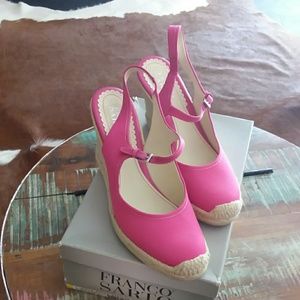 Size11NEW  Franco Sarto Hot Pink Satin Espadrilles